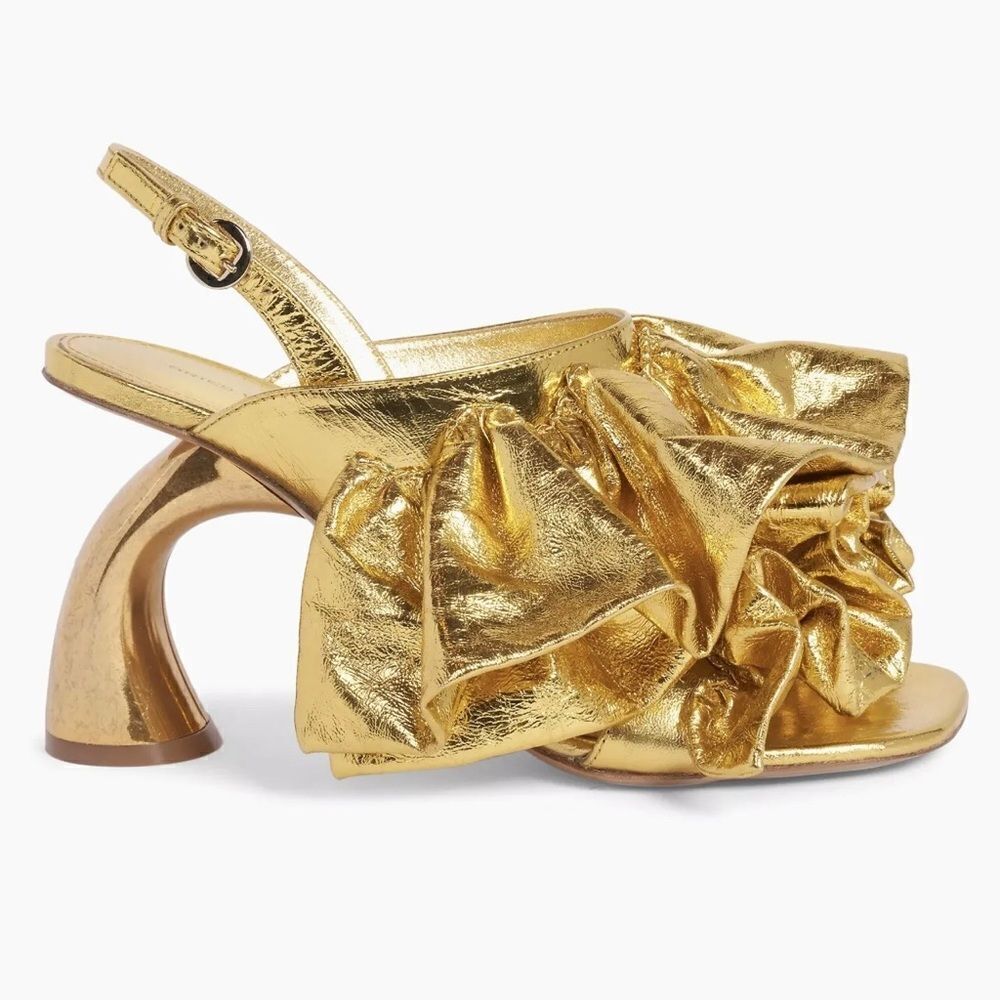 Dries Van Noten 95MM Metallic Leather Sandals size 36